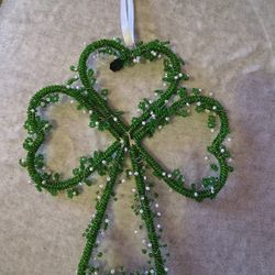 Handmade Beaded Shamrock 