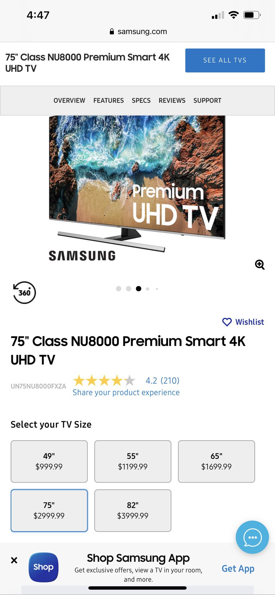 Samsung NU8000 75 Inch 4k TV