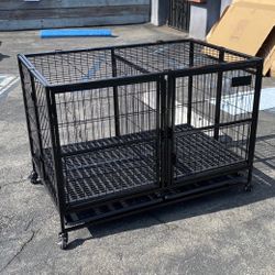 43” Large Heavy-Duty Dog Cage, Foldable, And Stackable Up To 3 - Tiers (New) 📦 