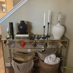 Entry Way Gold Glass Table 