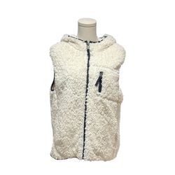 Original Weatherproof Vintage Cozy Sherpa Vest Women Sz Large Hooded Zip Pocket