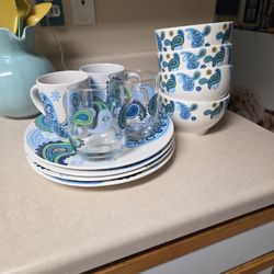 Turquoise Dishes 12pc