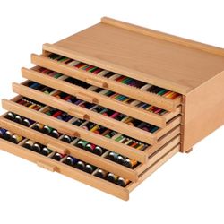 6-Drawer Wood Artist Supply Storage Box 