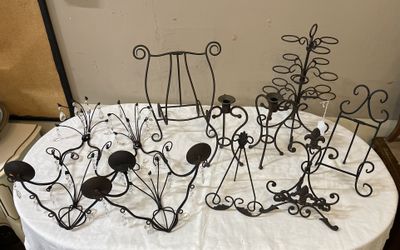 Bundle Of Wrought Iron Decorative Items.