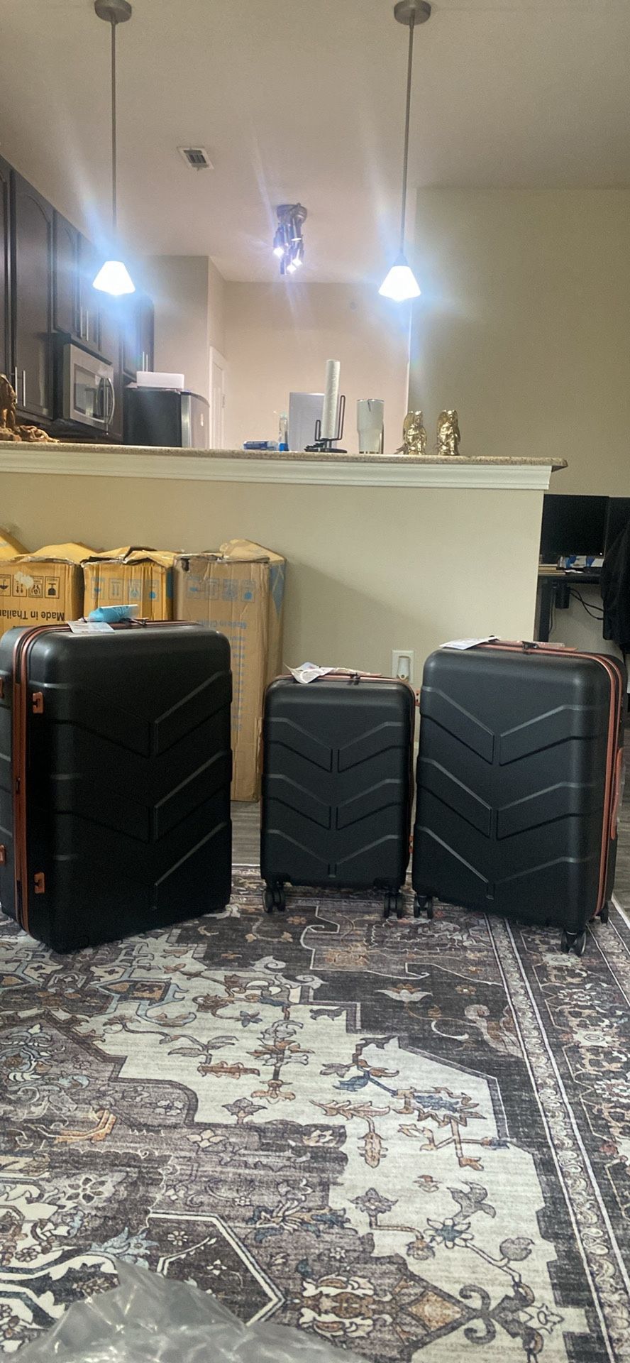 TILYMOL Luggage Sets 3 Piece with Spinner Wheel, Hardside Suitcase Set with TSA Lock, Expandable Lightweight Travel Luggage for Men and Women, Black N