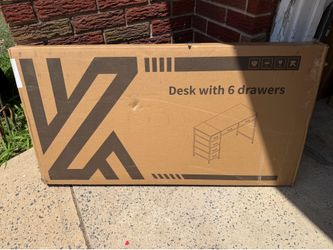 Desk with 6 Drawers color white