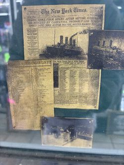 Titanic 1912 framed display with ship model