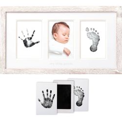 Pearhead My Little Prints Newborn Handprint & Footprint Keepsake Frame Distressed White