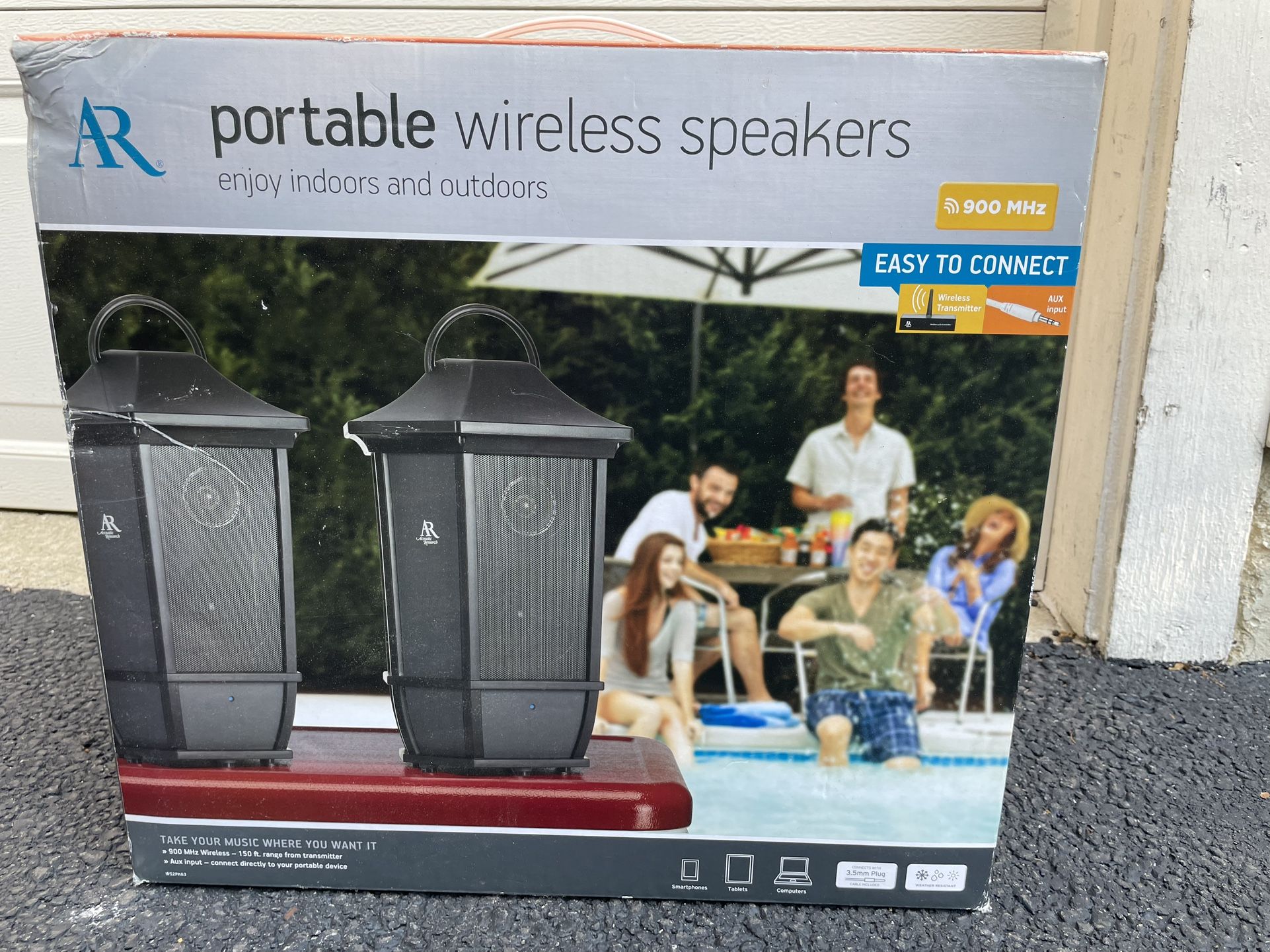 Acoustic Research Portable Wireless Speakers 900mhz Set Of Two ws2pk63
