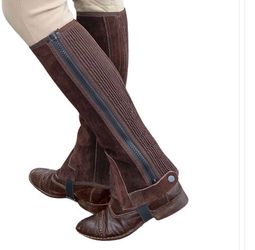 Pre shaped half chaps suede and leather size large