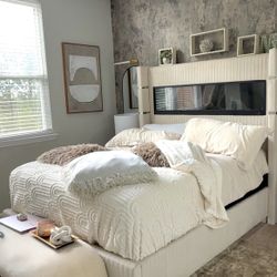 Fireplace Bed frame & Accent Bench