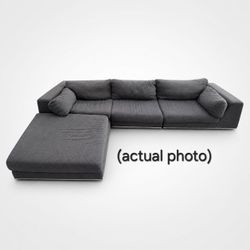 Dark Gray Fabric Modloft Sectional Sofa/Couch with Chaise
