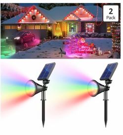 Solar Outdoor Lights, 9 Modes Color Changing 18 LED Halloween Solar Spot Lights Outdoor Waterproof Spotlight Landscape Light Solar Powered for Garden 