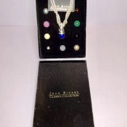 Vintage Joan Rivers Classics Necklace With 10 Interchangeable Beads & Box