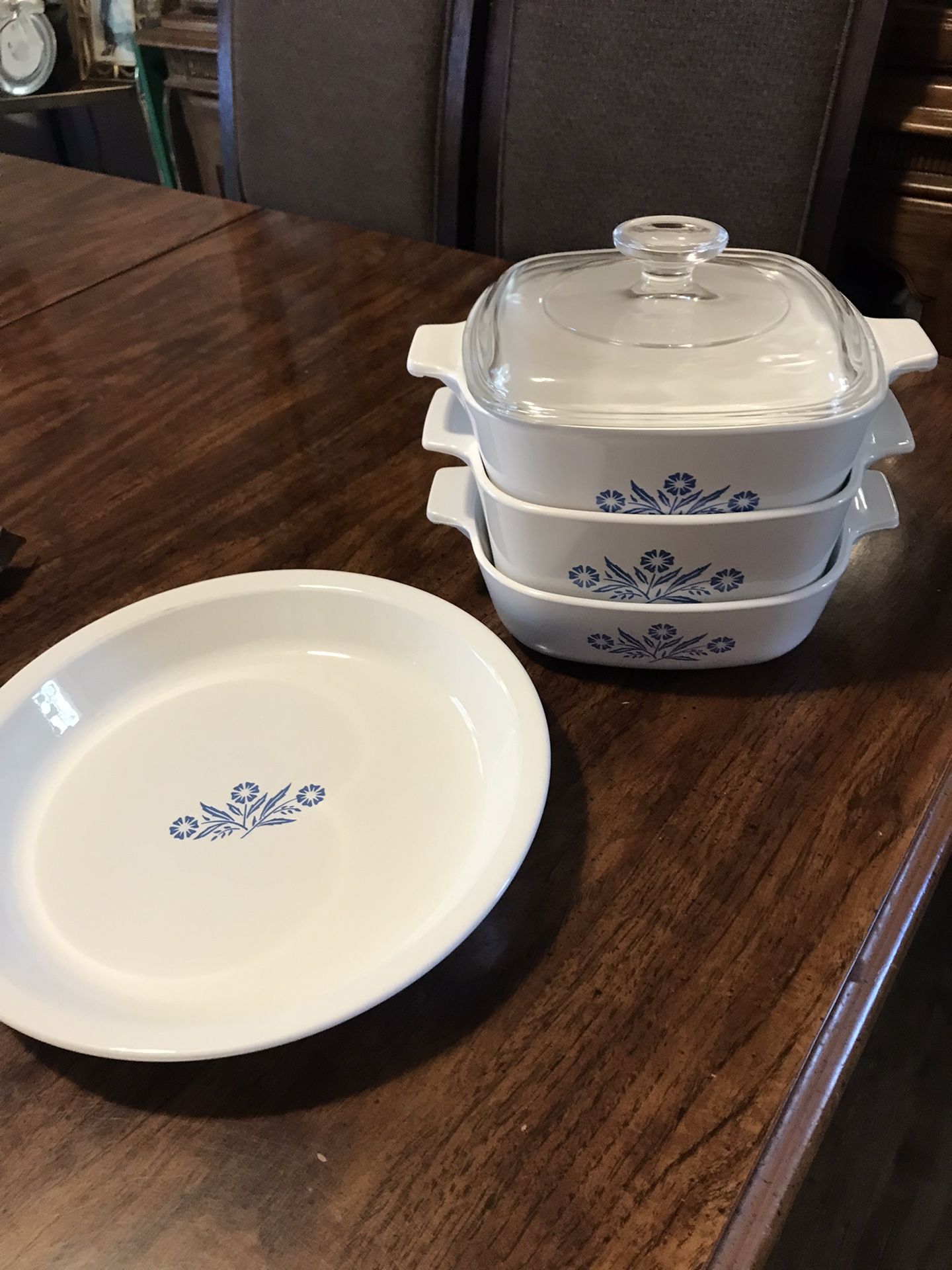 Vintage Blue Corn Flower CorningWare Casserole Dishes