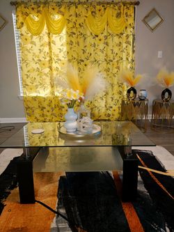 Two-Tier Glass Coffee Table with Black Legs