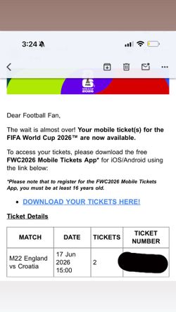 Croatia vs England tickets