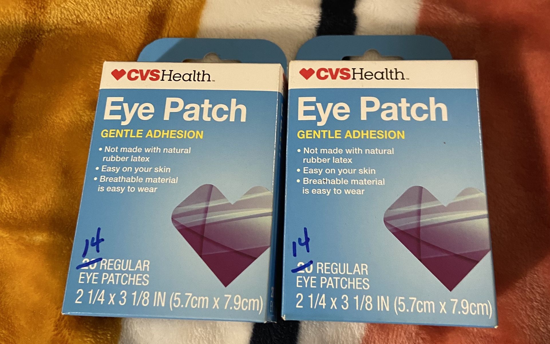 2 Packs Of 14 Eye Patches In Each.  5.00 For Both. 