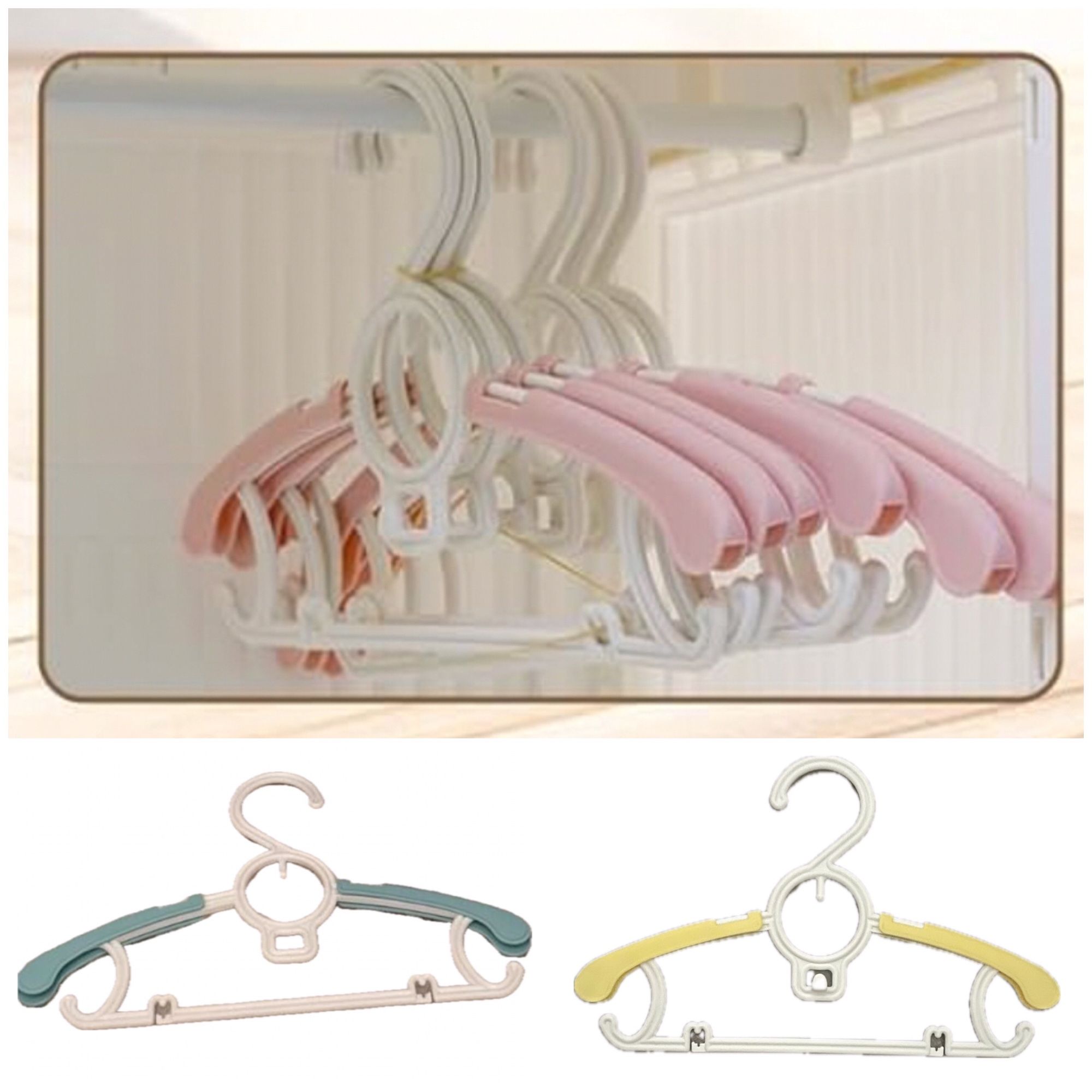 NEW — 18 Expandable Baby Hangers for Nursery Closet, 11''-14.5'' Adjustable Non-Slip Kids Hangers, Space Saving Stackable Plastic for Baby Toddler Ch