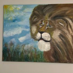 Lion in wind.     Favara art oil painting 