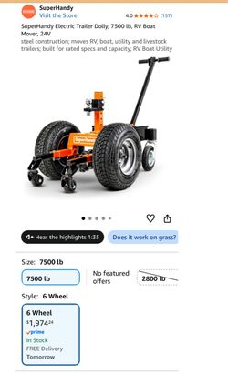 SuperHandy Electric Trailer Dolly, 7500 lb,