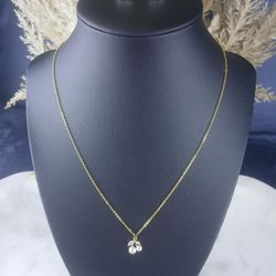 Gold Plated Cherry Pearl Necklace and Earrings Set 