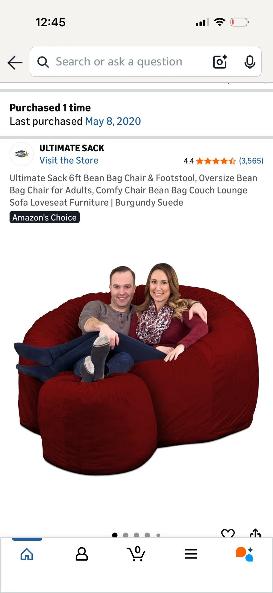 6ft Bean Bag Chair / Couch