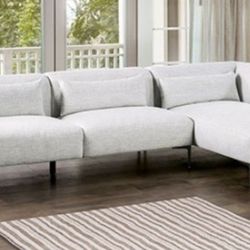 Brand New Light Grey Modern Style Sectional Sofa (Pillows Included)
