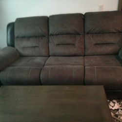 Leather Like Fabric Sofa Includes Coffee Table