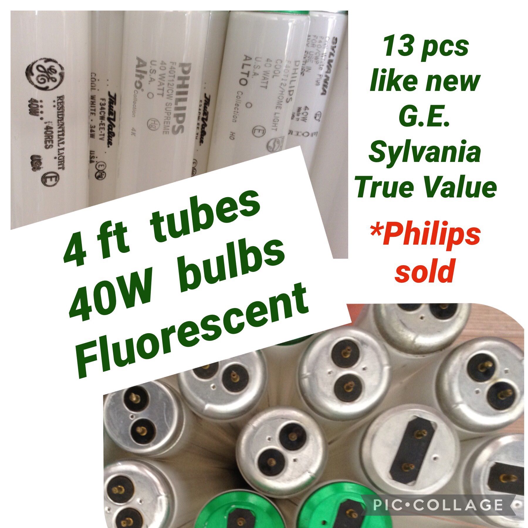 13 Fluorescent Tube Bulbs 40W — 4 Foot