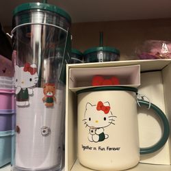 Hello Kitty x Starbucks 2025 Edition Set Clear Cold Cup & Mug in Box NEW