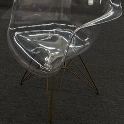  Acrylic Arm Chairs with Gold Base (Set of 2)