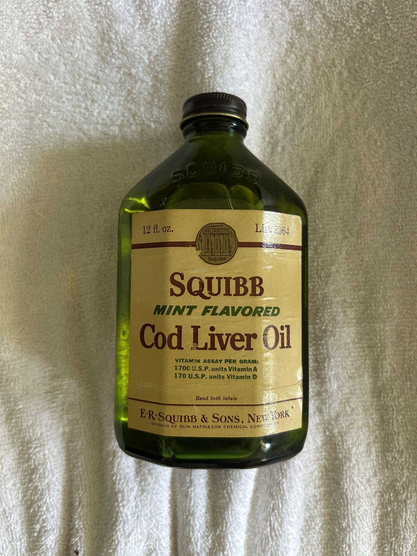 Squibb Cod Liver Oil Unopened Antique