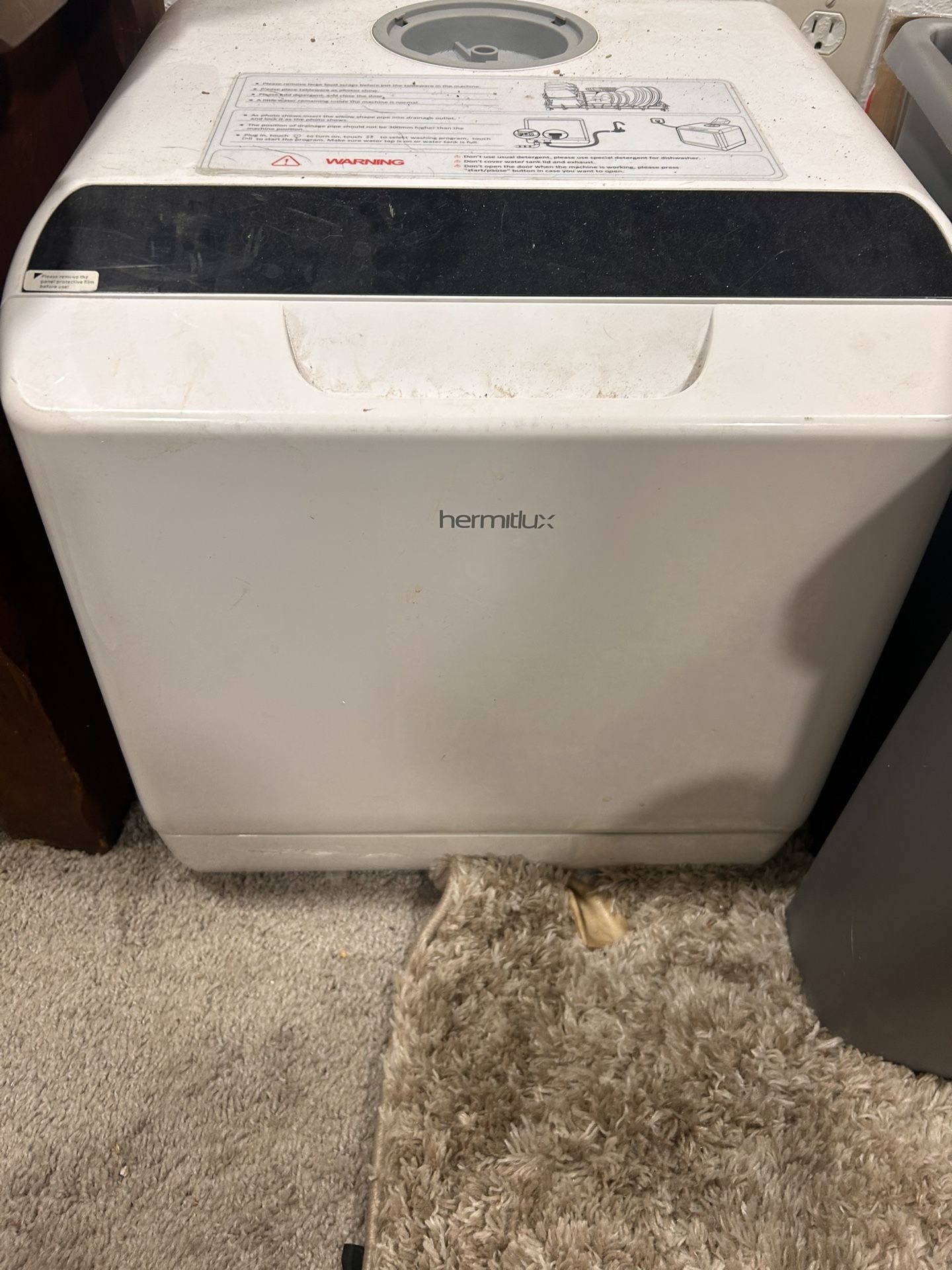 Hermitlux Portable Dishwasher Countertop, 5 Washing Programs Mini Dishwasher with 5-Liter Water Tank