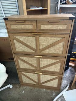 Vabches Shoe Storage Cabinet with 3 Folding Drawers and 2 Drawers