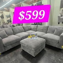 BRAND NEW 4PCS SECTIONAL SOFA SET WITH OTTOMAN AND ACCENT PILLOW INCLUDED $599