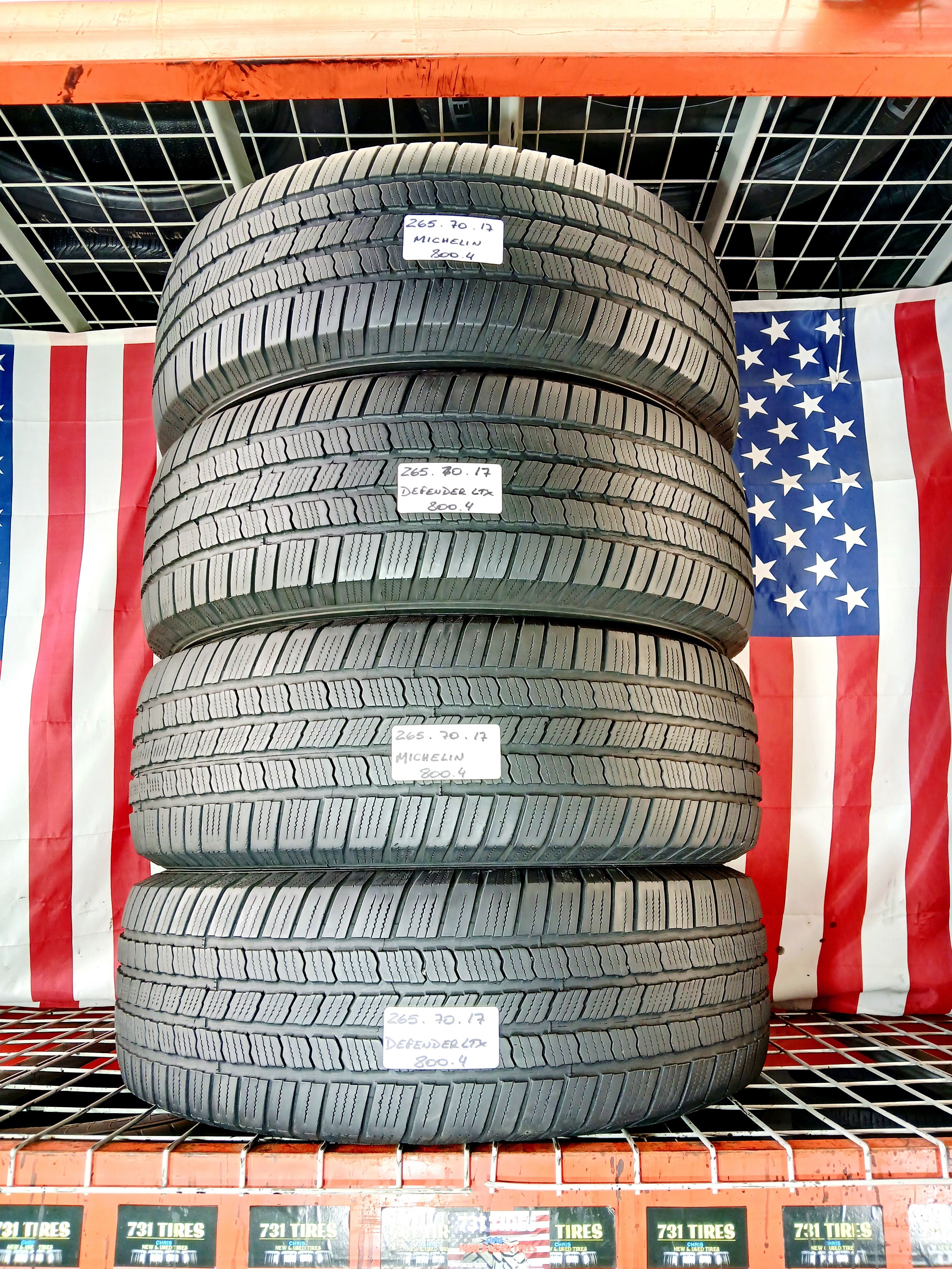 265/70R17 MICHELIN DEFENDER LTX ALL SEASON LT265/70R17 OEM FACTORY REPLACEMENT TAKE-OFF USED TIRES TRUCK SUV SPORT CAR SEDAN JEEP 265 70 17