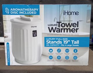 iHome Towel Warmer Bucket with Inner Fragrance Pad Holder 400 W, White Plastic Finish