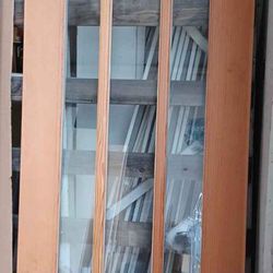 Solid Wood With Glass Panels Door Slab