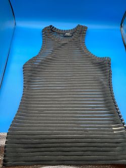 Nasty Gal black sheer striped stretch knit tank top