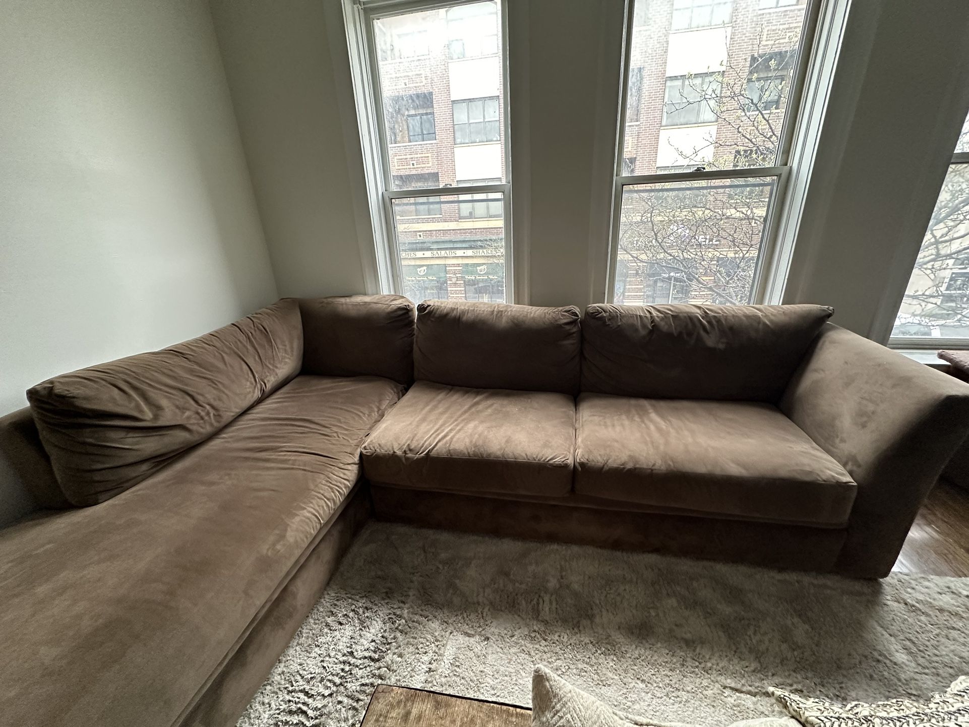 Brown Suede Sectional 