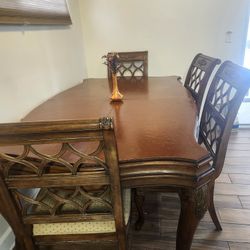Solid Wood Dining Table With 6 Chairs and Table Top Cover