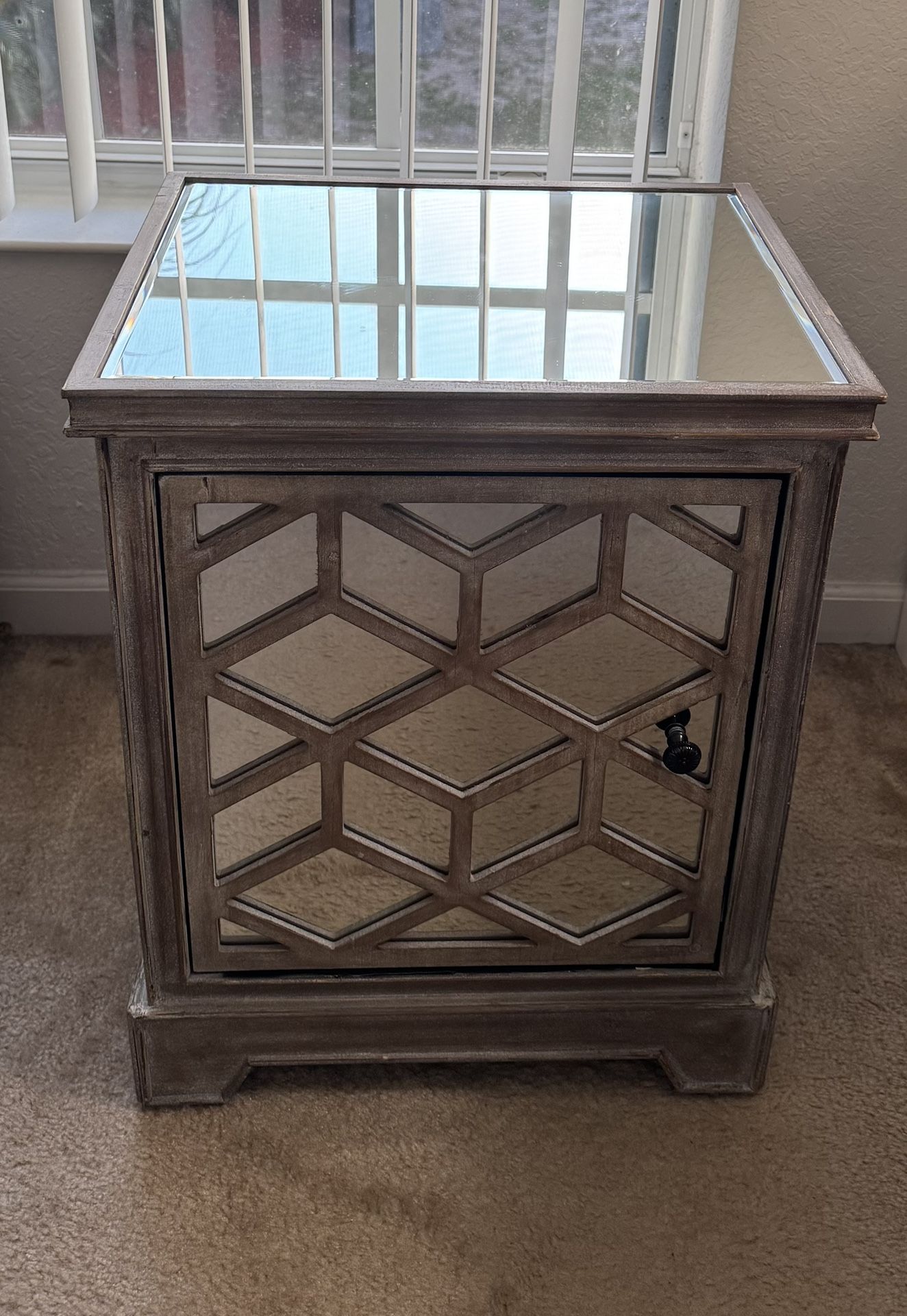 Rustic Mirror Nightstand 