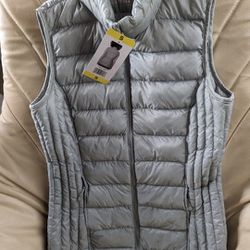 New Sz Small Women's Packable Ultralight Vest Synthetic Goose Down 32° Lt Gray REI, Marmot Patagonia Colombia North Face Hiking Camping Base Layer 
