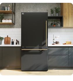 FORNO Bottom Freezer Refrigerator Black with Gold Handles