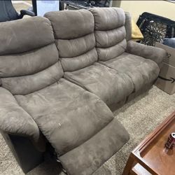 3 Person Brown Reclining Couch - Will Deliver