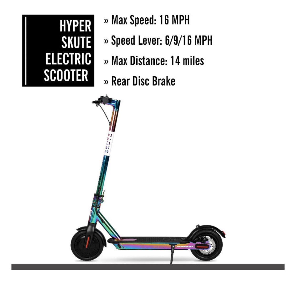 Hyper Toy Company 37V Skute, Jet Fuel, Folding Electric Scooter, 350W Motor, Adult, Unisex