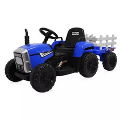 Kìds 12V Electrìc Tractor W/ Traìler Rìde On