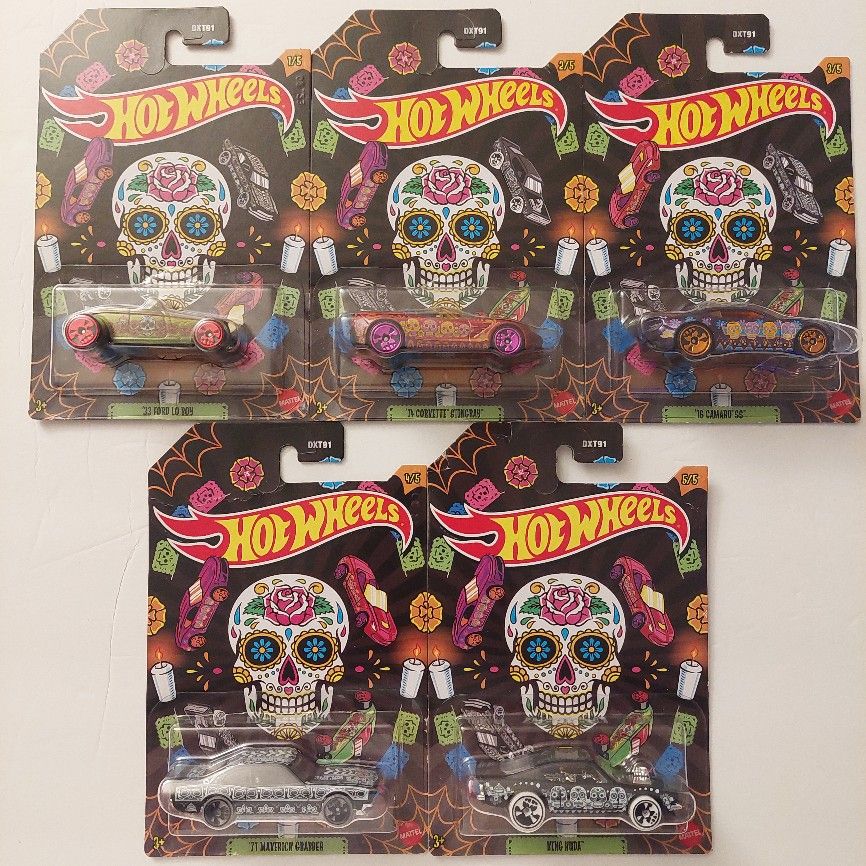 Hot Wheels Day Of The Dead Set Of 5 Dia De Los Muertos