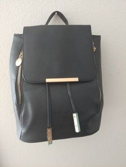 Black leather backpack